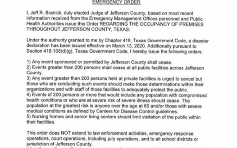 Disaster Declaration for Jefferson County, Texas