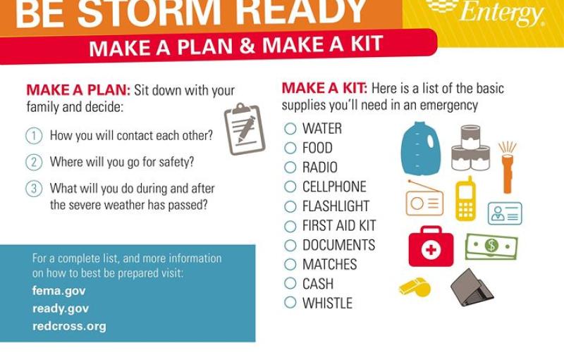 Entergy Texas suggests preparing prior to the storm.