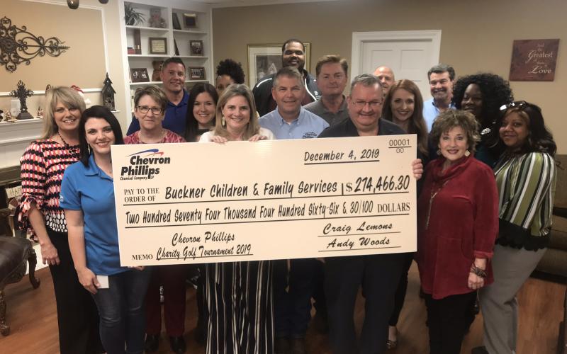 2019 check presentation to Buckner Children and Family Services of Southeast Texas
