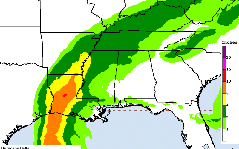Hurricane Delta forecast from the National Hurricane Center