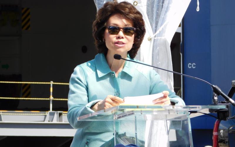 U.S. Transportation Secretary Elaine Chao announces Port of Port Arthur grant. (Photo by Sharon Brooks, 2017)