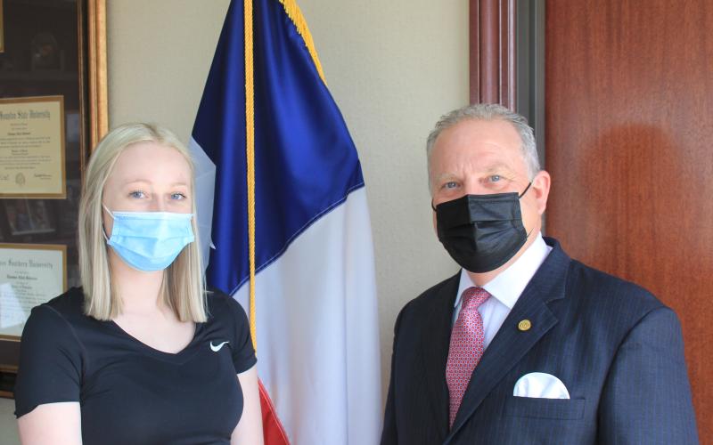 LSCO nursing student Danielle Sullivan with LSCO President Dr. Thomas Johnson