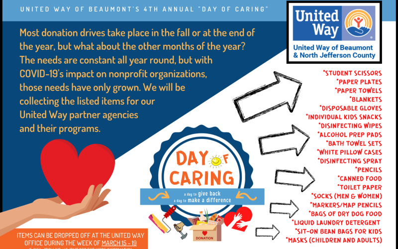 United Way 'Day of Caring' underway through March 19.