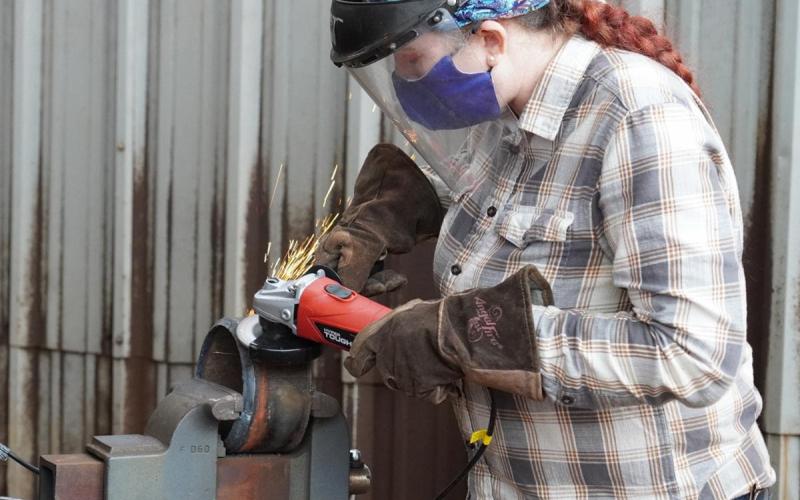 First-year welding student Mariah Colbert at LIT