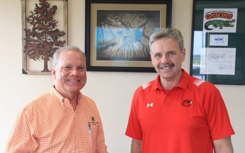 Dr. Tom Johnson, President of Lamar State College Orange and Lamar University President Dr. Jaime Taylor