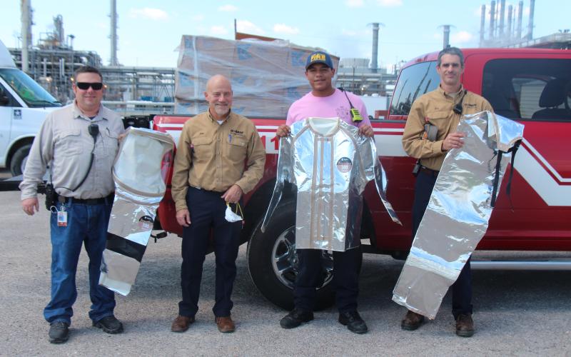 BASF TotalEnergies Petrochemicals LLC in Port Arthur donates 24 hazardous materials suits to the Port Arthur Fire Department