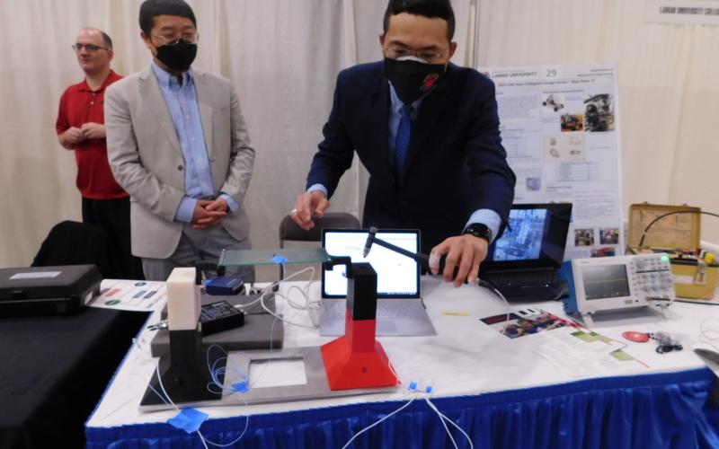 LU Dr. Chun-Wei Yao demonstrates mechanical engineering concepts