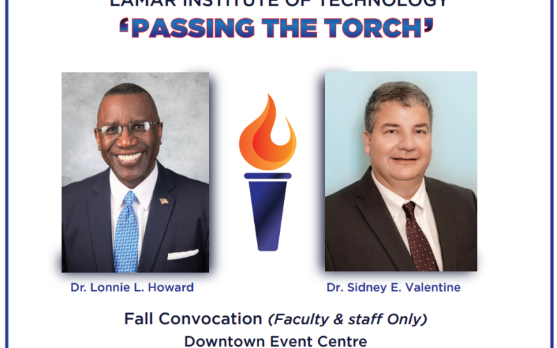 LIT President Dr. Lonnie L. Howard passes the torch to Dr. Sidney E. Valentine