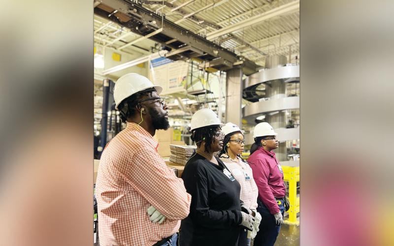 Teachers observing ExxonMobil Beaumont Lubricants Plant operations.