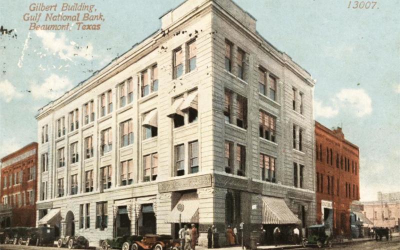 Postcard of the Gilbert Building with Gulf National Bank