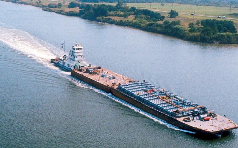 Barge traveling down the Gulf Intracoastal Waterway
