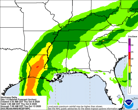 Hurricane Delta forecast from the National Hurricane Center