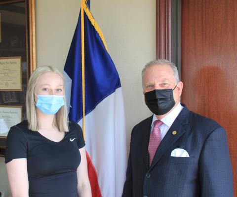 LSCO nursing student Danielle Sullivan with LSCO President Dr. Thomas Johnson