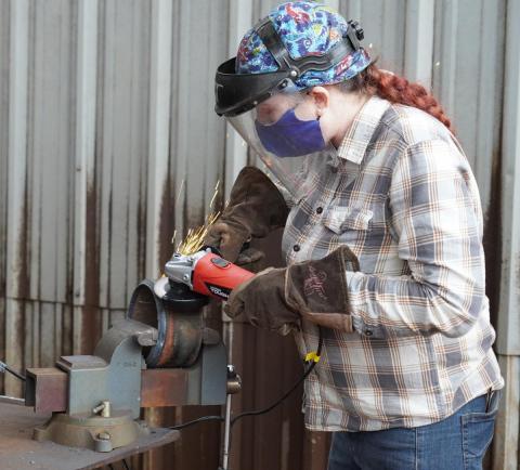 First-year welding student Mariah Colbert at LIT