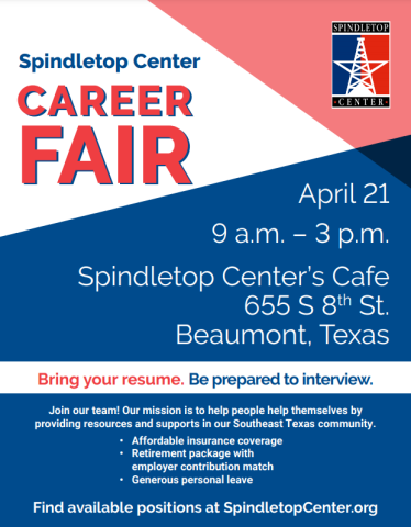 Spindletop Center to host career fair April 21