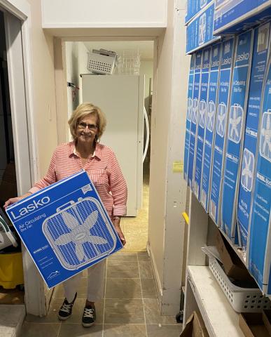 Each year, Entergy Texas donates fans to Southeast Texas nonprofits like the Silsbee Christian Care Center.