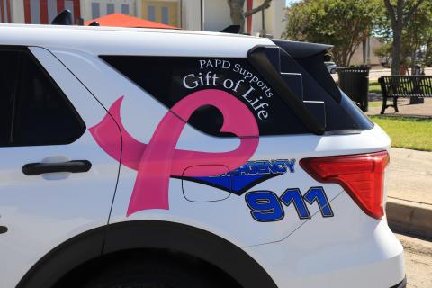 Business owner Robert Blackwell of Image 360 in Beaumont designed and donated decals for PAPD in support of the Julie Rogers 'Gift of Life' Program.
