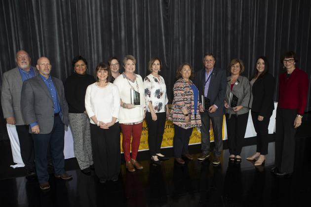 Pictured are representatives of Region 5 Education Service Center, S&B Engineers and Constructors, Wells Fargo Bank, and the workforce board at the 2019 Annual Awards of Excellence Luncheon, March 3.