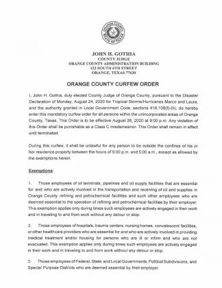 Curfew order Orange County