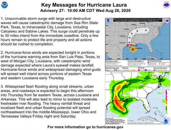 NHC updates warnings for Hurricane Laura