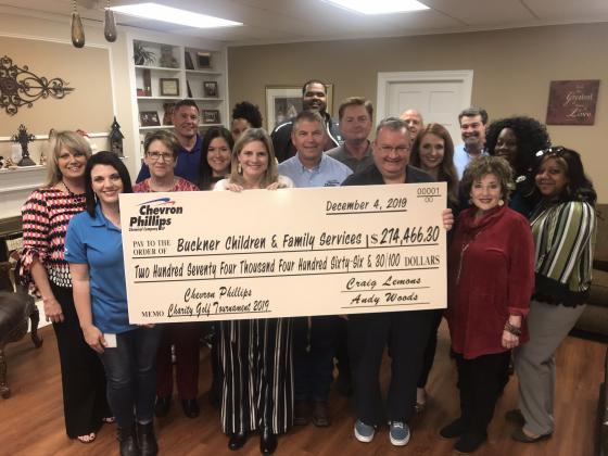 2019 check presentation to Buckner Children and Family Services of Southeast Texas