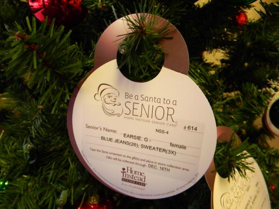 Look for Home Instead Christmas trees in locations across the area and Be a Santa to a Senior.
