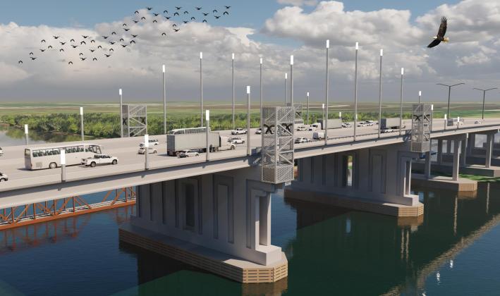 Rendering of new 1-10 Calcasieu River Bridge
