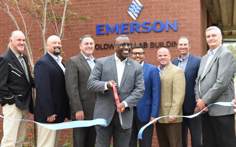 Pictured (L to R): Glen Edgerly, Sr. Consultant, Emerson Automation Systems; Jeremy Little, VP of Sales, Scallon Controls; Joe Herink, President, Scallon Controls; Dr. Lonnie Howard, President of LIT; Arif Mustafa, VP Gulf Coast Region, Emerson Automation Solutions; Eric Melo, Director of Mechanical Services, Scallon Controls; Peter Mondello, VP of Systems, Scallon Controls; Keith Belville, Director, Platform Business Development/Process Systems &amp; Solutions, Emerson Automation Solutions