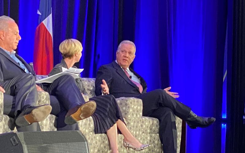 LSCO President Dr. Thomas Johnson speaks on a panel at the Texas Higher Education Coordinating Board Leadership Conference in Austin on Dec. 2.