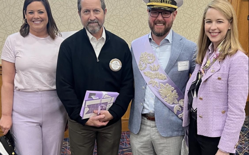 Pictured with Tim Sudela, Citizen of the Year (second from left), are Molly Moore, executive director, Neches River Festival; Jeffrey Wheeler, President 76, Neches River Festival; and Julia Matheny, Social Chair 76, Neches River Festival.
