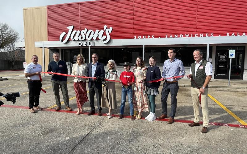 Pictured at the ribbon-cutting ceremony are, left to right, Ragan Edgerly, Troy Cormier, Jenny Tortorice, Jay Tortorice, Shelley Tortorice, Maceo Messina, Ashley Messina, Olivia Messina, Greg Messina and Blake Parker. Photos by Dannie Oliveaux