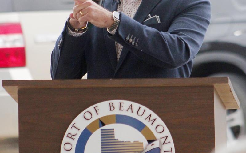Comptroller Kelly Hancock speaks during a press conference Jan. 3 at the port. Photos by Dannie Oliveaux