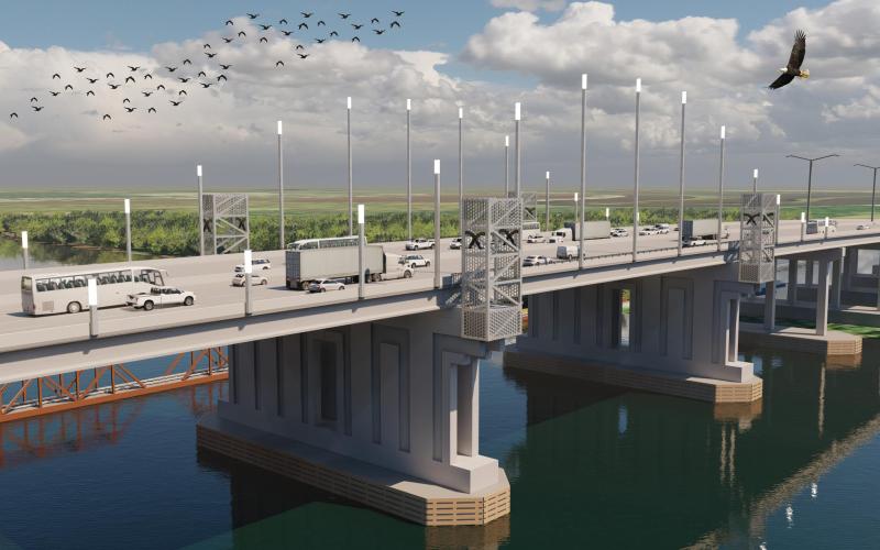 Rendering of new 1-10 Calcasieu River Bridge
