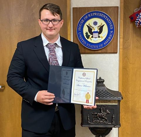 LSCO student Steven Wilkerson receives Congressional Recognition.