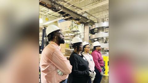 Teachers observing ExxonMobil Beaumont Lubricants Plant operations.