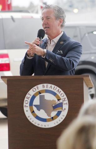 Comptroller Kelly Hancock speaks during a press conference Jan. 3 at the port. Photos by Dannie Oliveaux