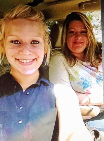 April Bertrand, right, with her daughter, Lexy, who died in a car crash